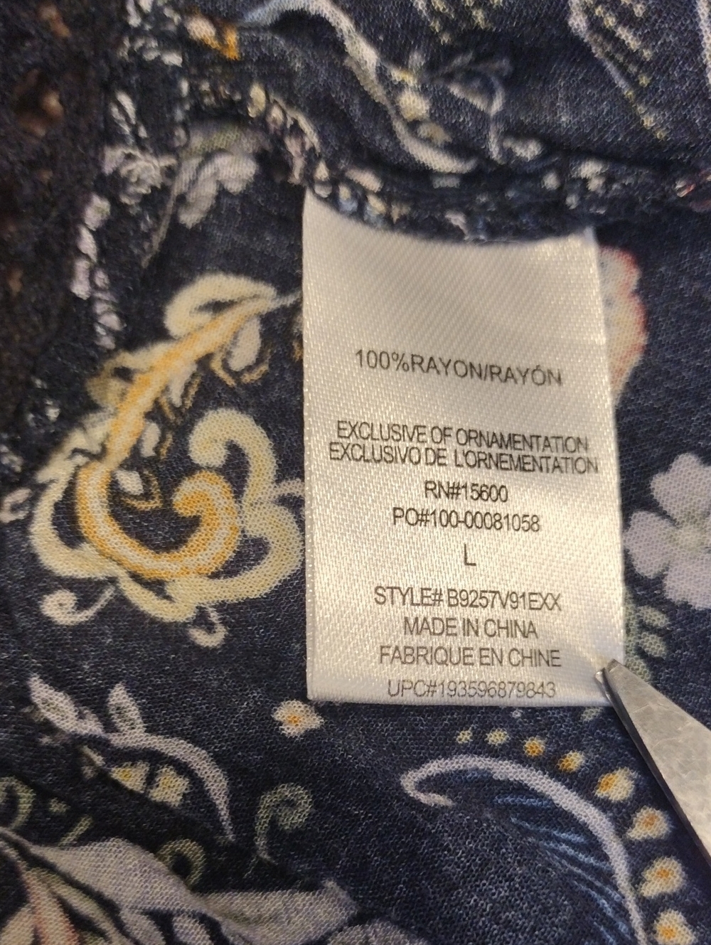 Democracy Navy Floral Smocked Peasant Blouse - Picture 7 of 8